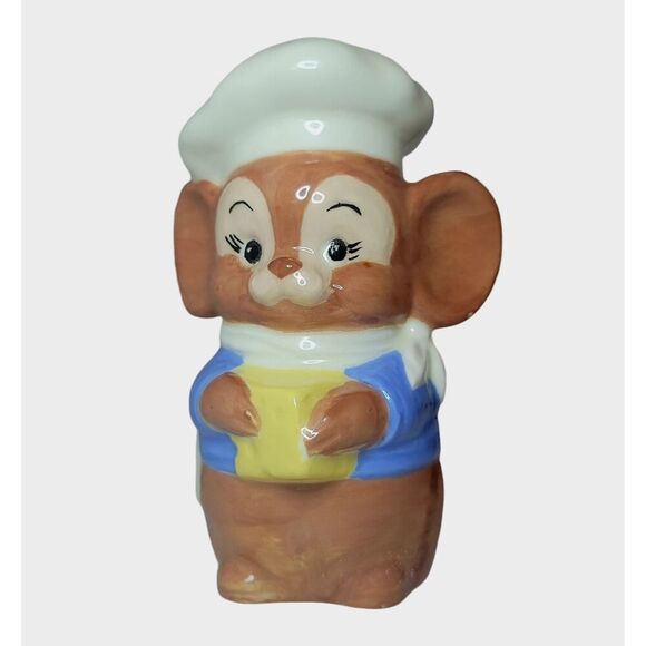 Handmade Signed Ceramic Mouse Chef Parmesan Cheese Shaker - Picture 5 of 10